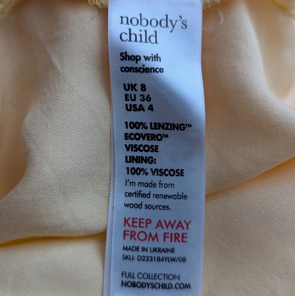 Nobody’s Child Yellow Puff Sleeve Cutout Midi Dress Sustainable EcoVero Size 4 - Picture 8 of 9